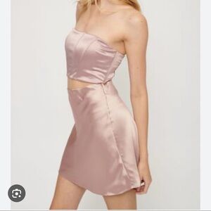 Pink satin skirt